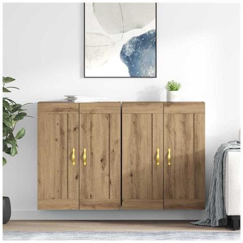 Mobile a muro 2 pcs Rovere artigianale 69,5 x 34 x 90 cm - Foto 2