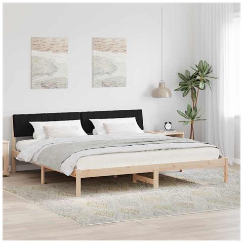 Struttura del Letto con testiera Marrone e nero 200 x 200 cm - Foto 2