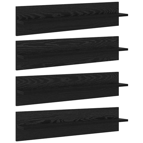 Scaffali da parete 4 pcs Rovere Nero 80 x 11,5 x 18 cm - Foto 1