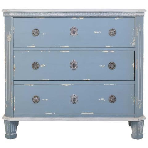 Cassettiera In Legno Blu Con 3 Cassetti 92x46x81h Cm - Foto 2