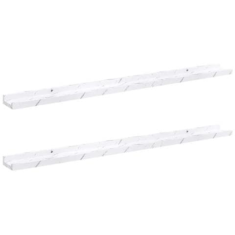 Scaffale da parete 2 pcs Marmo Bianco 100 x 9 x 3 cm - Foto 1