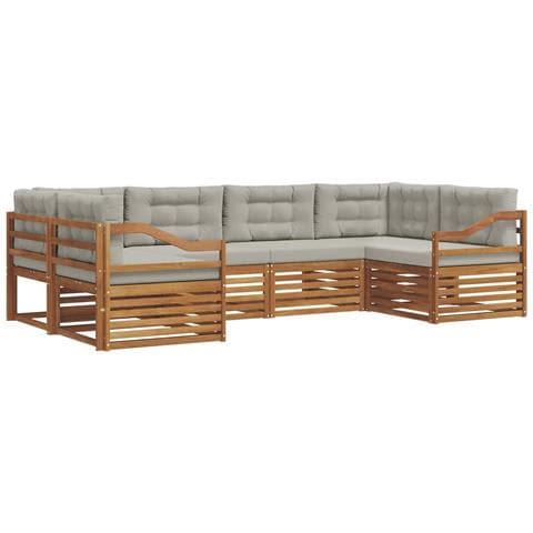 Set divani con cuscino 6 pcs Grigio Naturale e Chiaro - Foto 1