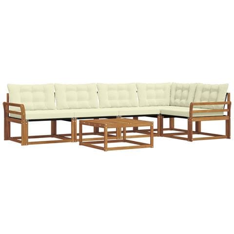 Set di divani da esterno con cuscino 6 pcs Naturale e Crema - Foto 1