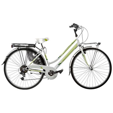 Bici Da Donna City Bike Bicicletta Misura 26 Linea Moving Cambio 6v Mov26d6v Completa Di Accessori E Luci A Led - 40 Bianco Verde - Foto 1