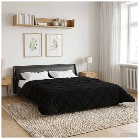 Duvet Estivo Nero 200 x 240 cm Microfibra e Fleece Teddy - Foto 2