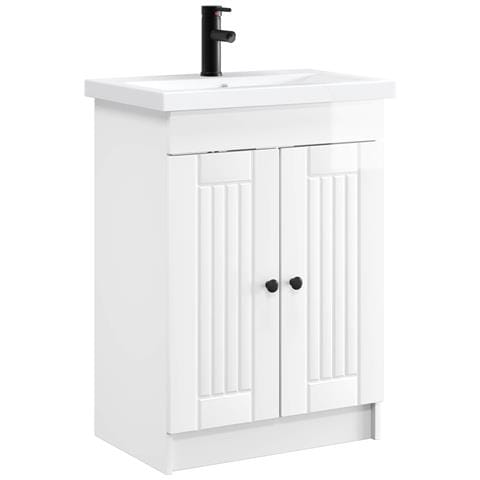 Set di mobili per il bagno Bianco Lucido 56 x 37,5 x 81 cm - Foto 1