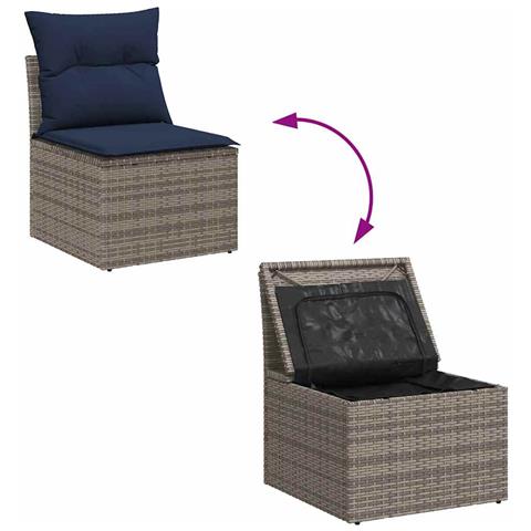 Set Divano da Giardino 6 pcs Grigio e Blu Navy polyrattan - Foto 9