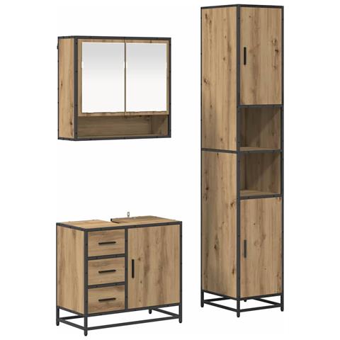 Set di mobili per il bagno con porta 3 pcs Rovere artigianale - Foto 1