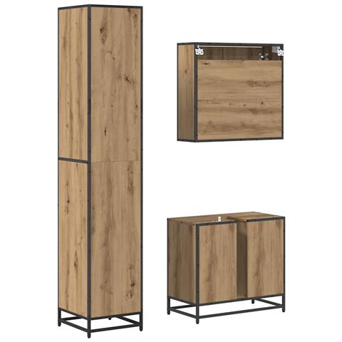 Set di mobili per il bagno con porta 3 pcs Rovere artigianale - Foto 9