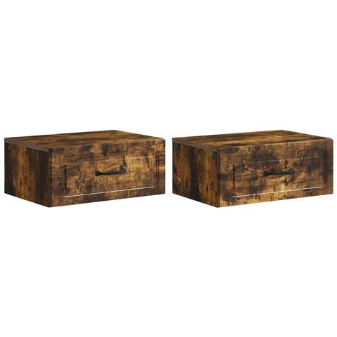 Mobiletto da notte a muro 2 pcs Rovere Fumo 49 x 34,5 x 20 cm - Foto 1
