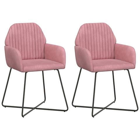 Sedie da pranzo 2 pcs Velluto (V) Rosa 55 x 50 x 84 cm - Foto 1