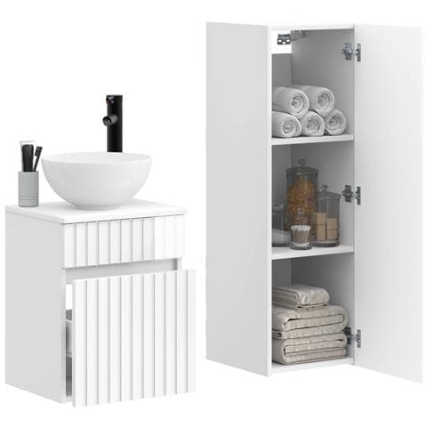 Set di mobili per il bagno 2 pz Bianco Lucido - Foto 2