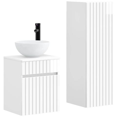 Set di mobili per il bagno 2 pz Bianco Lucido - Foto 1