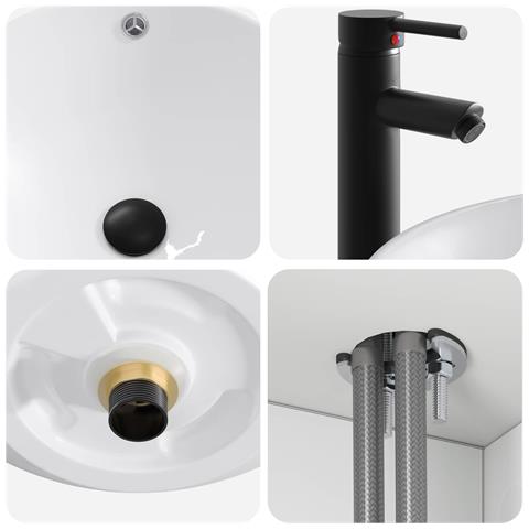 Set di mobili per il bagno 2 pz Bianco Lucido - Foto 10