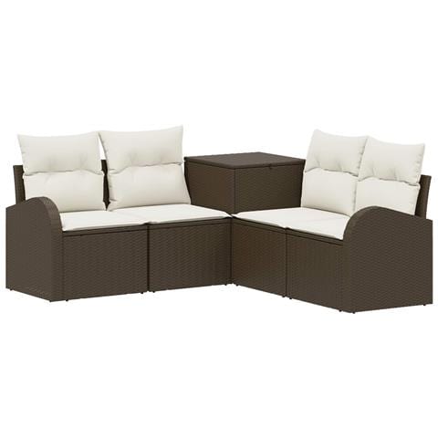 Set di divani 5 pz Marrone e Bianco Crema - Foto 1