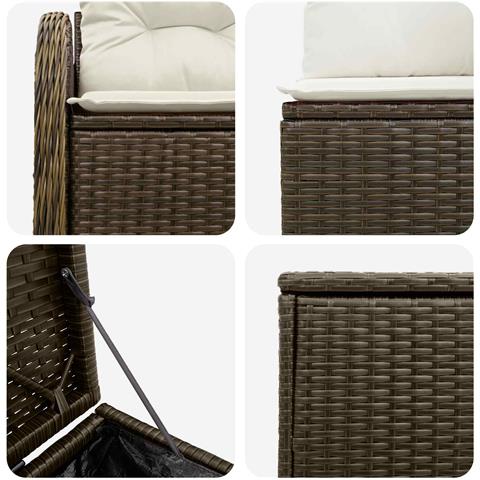Set di divani 5 pz Marrone e Bianco Crema - Foto 9