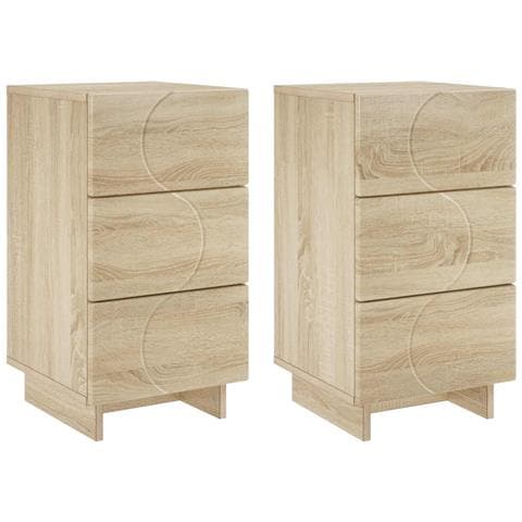 Comodino 2 pz Rovere Sonoma 33,5 x 34,5 x 60 cm Legno composito - Foto 1
