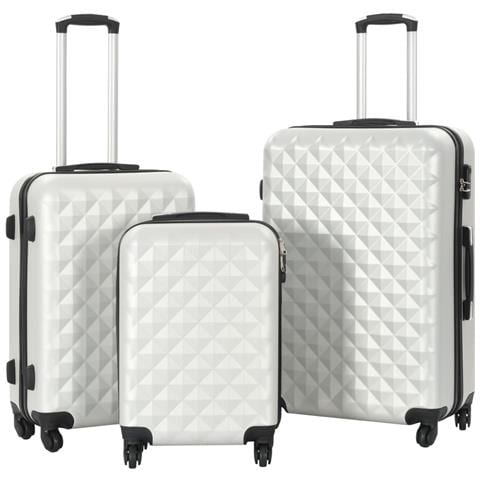 Set Trolley a Custodia Rigida 3 pz Argento Lucido in ABS - Foto 1