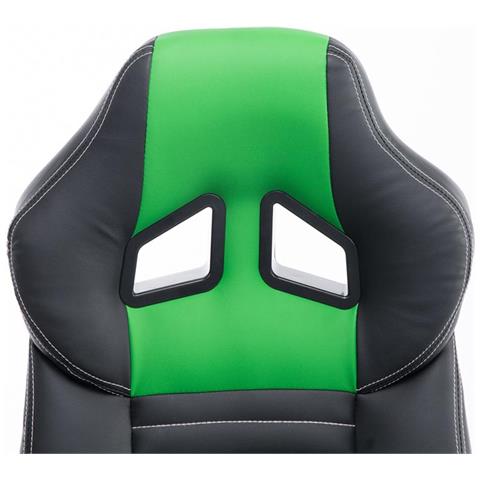 Poltrona Gaming Ufficio Pedro XL - Sedia Racing Imbottita in Similpelle - Poltrona Sport Regolabile e Reclinabile - Carico Max 150 kg Nero Verde - Foto 5