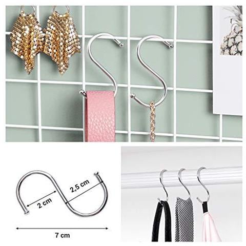 Pannelli Griglia Photo Wall Display Rete Metallica Decorazione Della Parete Bricolage Hanging Quadro A Parete S Gancio Clip Canapa Cavo Set Di 2 Lpp01w Bianco - Foto 4