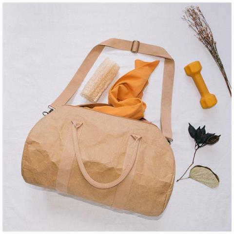Borsa Da Viaggio Weekendbag Eco-friendly Carta Kraft Marrone - Foto 8