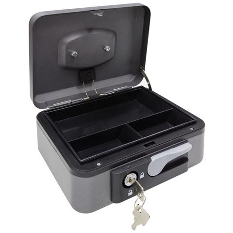 Popup C9726 Cassetta Di Sicurezza Con Chiave E Pulsante Per Contare E Trasportare Denaro | Cassetta Portavalori In Acciaio Con Vassoio Portamonete | Cassaforte Portatile Larghezza 20cm | grigio - Foto 3
