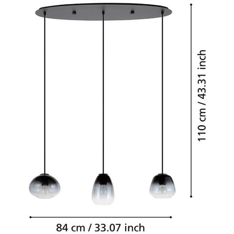 Lampadario Contemporaneo Aguilares 3 Luci Metallo Nero - Foto 2