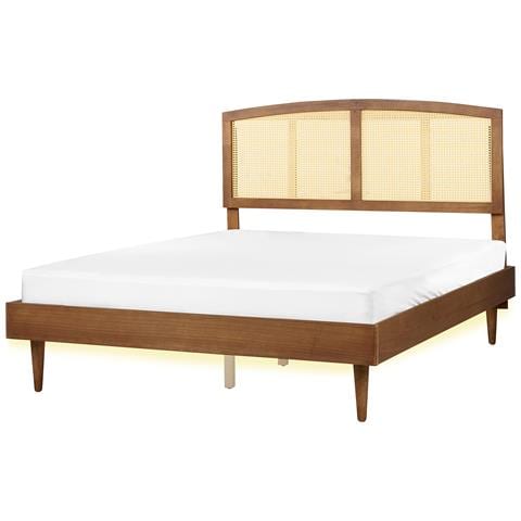 Letto Con Led Rattan Varzy 160 X 200 Cm Marrone - Foto 2