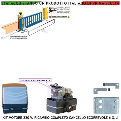 Motore 220 V 250 W Completo Di Centrale Per Cancello Scorrevole Traina 6 Quintali Ricambio Universale Qualsiasi Marca - Foto 1