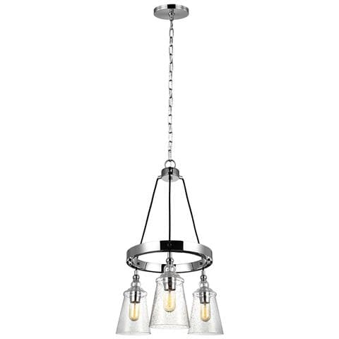 Lampadario Industrial Nordico Loras Acciaio Vetro 3 Luci E27 - Foto 1