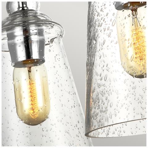 Lampadario Industrial Nordico Loras Acciaio Vetro 3 Luci E27 - Foto 4
