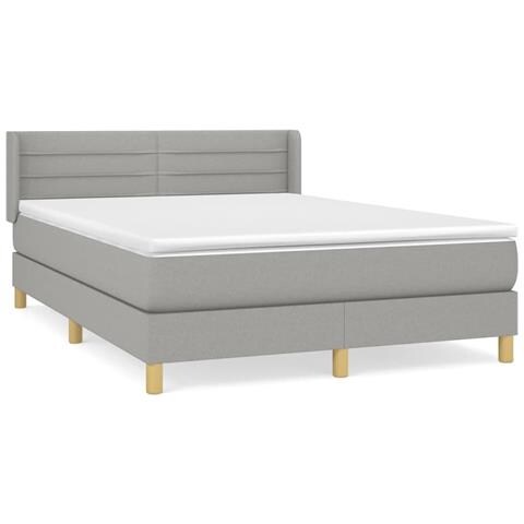 Giroletto A Molle Con Materasso Grigio Chiaro 140x190cm Tessuto - Foto 1