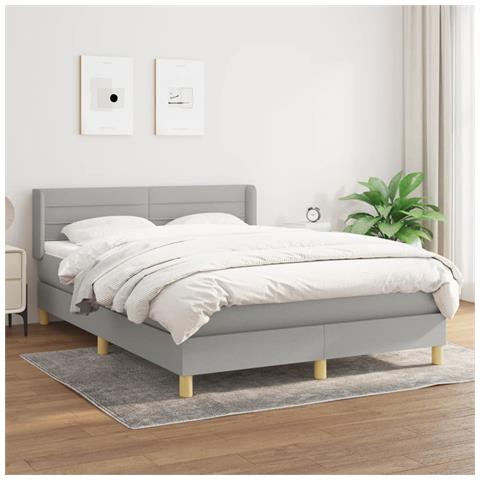 Giroletto A Molle Con Materasso Grigio Chiaro 140x190cm Tessuto - Foto 6