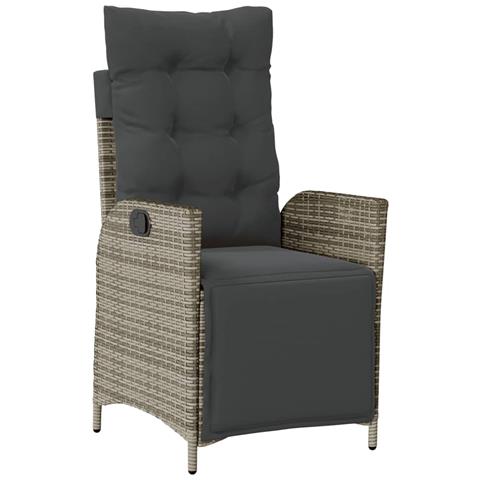 Set da Pranzo da Giardino 9 pz con Cuscini in Polyrattan Grigio - Foto 2