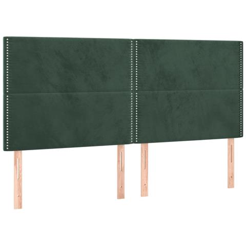 Testiera 4 Pz Verde Scuro 90x5x78/88 Cm In Velluto - Foto 2
