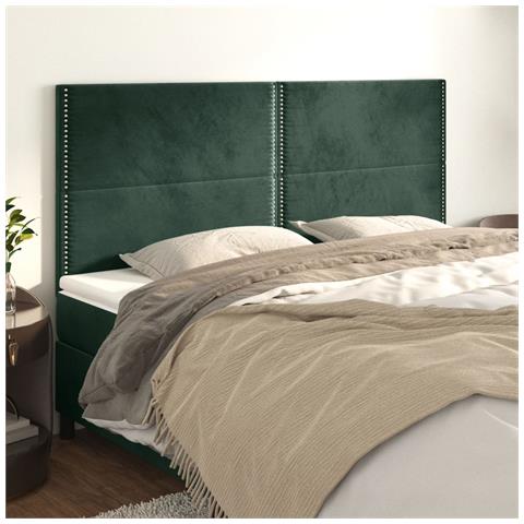 Testiera 4 Pz Verde Scuro 90x5x78/88 Cm In Velluto - Foto 1