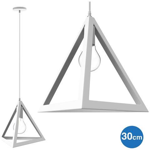 Lampadario Lampada Sospensione Piramide 30cm Design Moderno Paralume Bianco - Foto 1