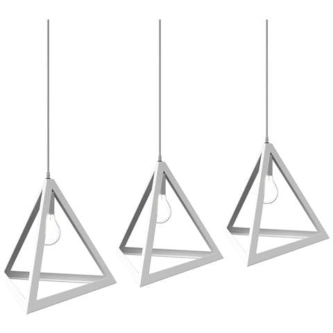 Lampadario Lampada Sospensione Piramide 30cm Design Moderno Paralume Bianco - Foto 5