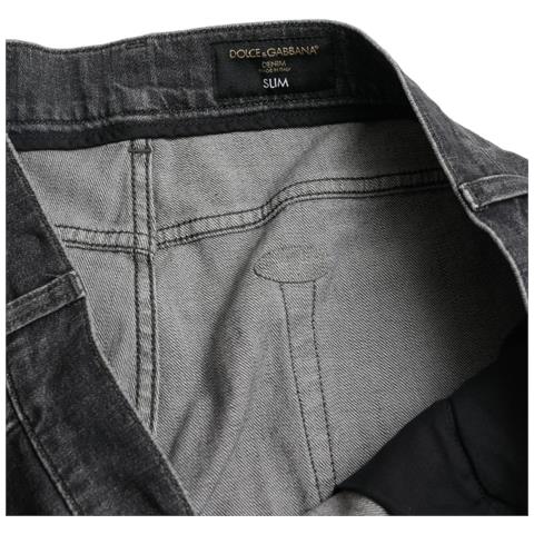 Jeans Skinny Slim In Cotone Grigio Strappato - It48 - M - Foto 5