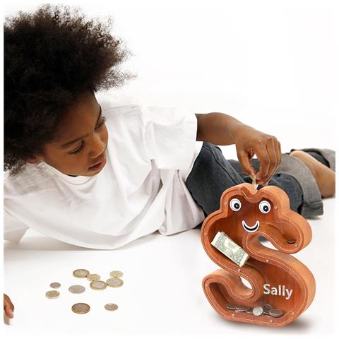 Salvadanaio A Forma Di Lettera S In Legno 21,8 X 4 X 23 Cm - Foto 2