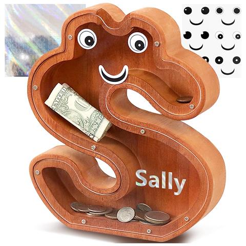 Salvadanaio A Forma Di Lettera S In Legno 21,8 X 4 X 23 Cm - Foto 1