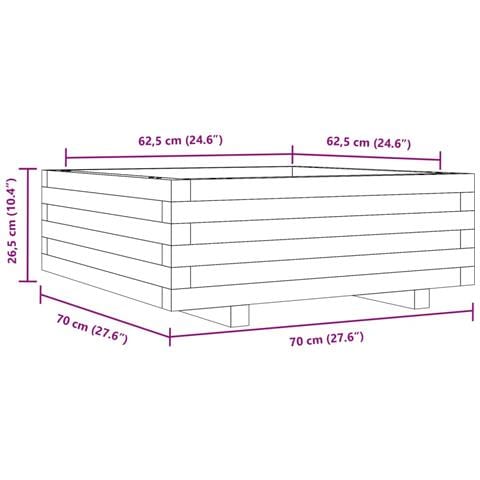 Fioriera da Giardino 70x70x26,5 cm in Legno Massello di Pino - Foto 2
