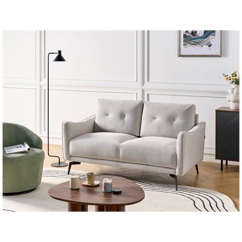 Divano 2 Posti Nappa Tessuto Bianco Sporco - Foto 1