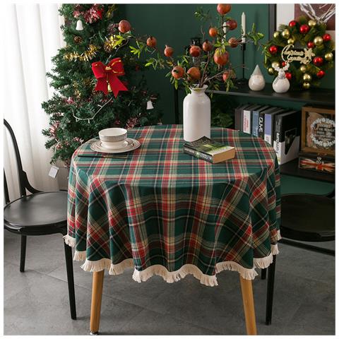 Tovaglia Verde Scozzese Con Nappe Bianche M - Foto 1