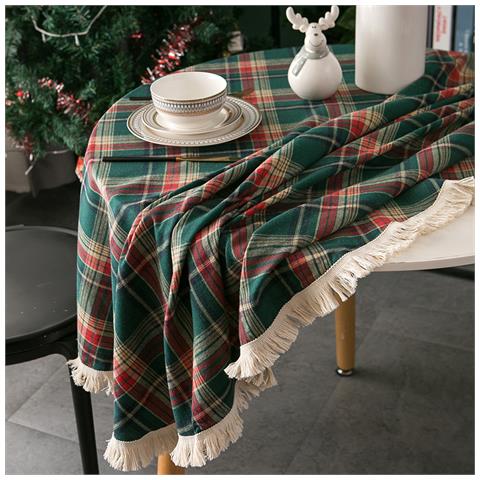 Tovaglia Verde Scozzese Con Nappe Bianche M - Foto 2