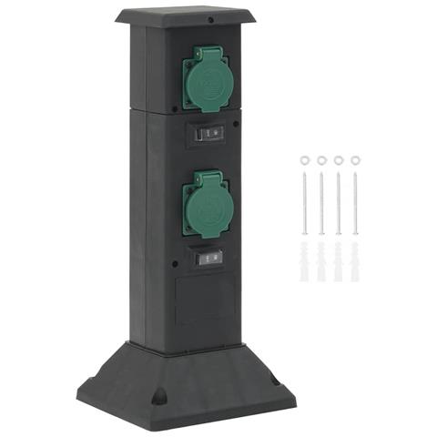 Colonna con Presa da Esterno a 4 Vie Nera e Verde 16x16x39,5cm - Foto 1