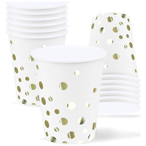 Cupcake Papercups Usa E Getta Con Punti Dorati – 12 Pezzi Da 250 Ml - Foto 1