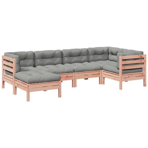 Set Divani Giardino 6 Pz Cuscini Legno Massello Abete Douglas - Foto 2