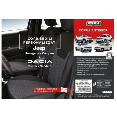 Coprisedili Anteriori Personalizzati Jeep Renegade 14>/compass 17>, Dacia Duster 10>/sandero 20>/jogger 21> Tess. Rigato Nero - Foto 3