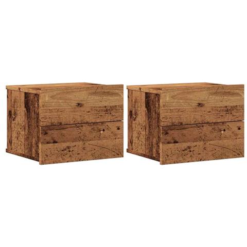 Comodini A Muro 2 Pz Legno Antico 40x32x30 Cm - Foto 2